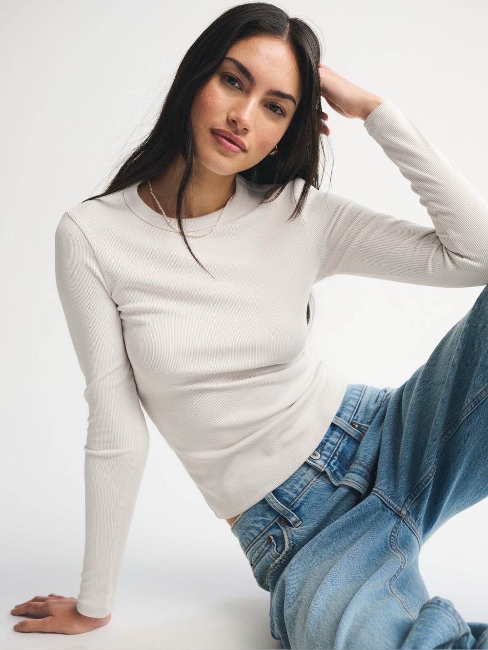 Long-Sleeve Powdered Rib Tee